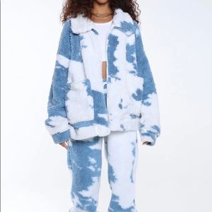 Cloud Print Teddy Fleece Jacket / Jogger Pants